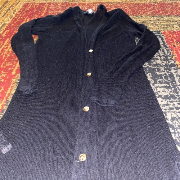 Loft size small long black cardigan with gold buttons - Picture 5 of 9